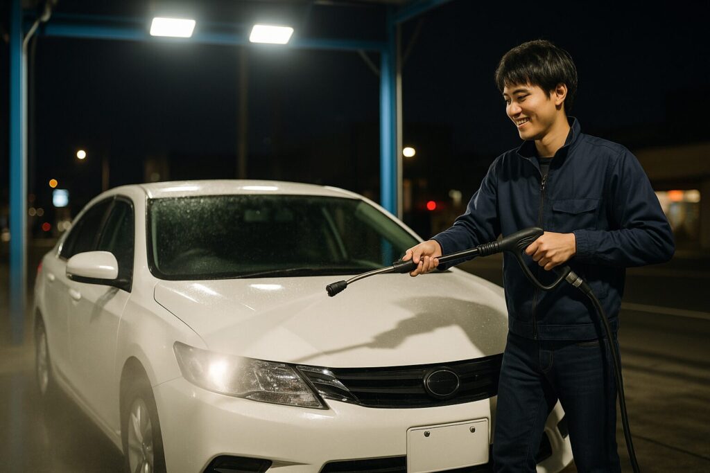 夜の洗車